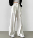 Inner Button Adjust Waist Adjustment Wide Slacks Pants