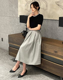 Nekoring Check Pleated Long Skirt