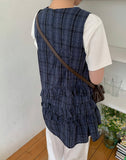 Huttle Check Tiered Layered Sleeveless One Piece