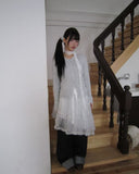 [Scarf Set] Kimen Lace Brushed Crop Long Sleeve T-Shirt