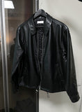 Two-way string leather jacket
