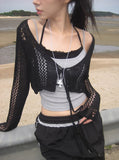 Berin Short Vintage Mesh Knit Cardigan