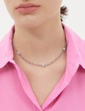 Nova Silver (W) Pave Link Station Necklace