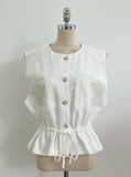 Bena Linen Sleeveless Banding Pants Set