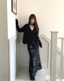 Seha Camo Banding Brushed Long Skirt