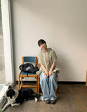 Kuhaka carpender washed light blue wide denim pants