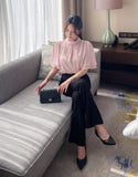 Netel Half-Neck Shirring Short Sleeve Blouse