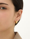 Champagne Full Moon Silver Grip One Touch Earrings