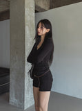Hina Slim Long Ribbed Button Long Sleeve