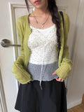 Gron Soft Scratch Wool See-Through Knit Cardigan