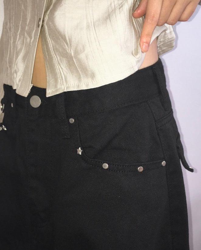 【WONDER WONDER】Benon Star Rivet Wide Cotton Pants Benon Star Rivet Wide Cotton Pants - WONDER WONDER | 60