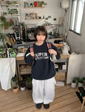 [unisex] Kiruko String Fleece Color Matching Lettering Sweatshirt