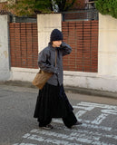 Chikelt Velvet Dot Frill Banding Long Skirt