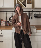 Brock Shoulder Rivet Ribbed Hoodie Zip-Up