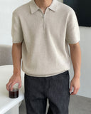 Benideu Zipper Short Sleeve Collar Knit