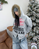 Ika Flag Fur Hood Zip Up