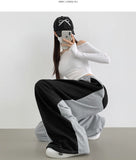 Two-Way Jogger Wide Side Folding Cut Two-Tone Training Pants