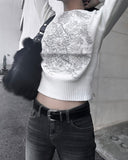 silver embroidered knit