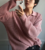 Open collar mesh knit