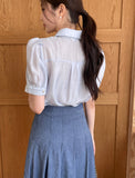 Belluan Tencel Collar Puff Blouse