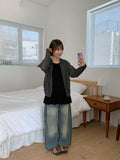 Tume Washing Cut Denim Wide Pants