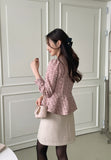 Berin Tweed Puff Peplum Blouse