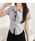Slim Fit Span Crop Short Sleeve Shirt