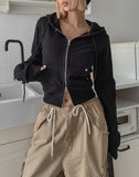 Caro Stud Slim Fit Two Way Hooded Zip-Up