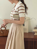 Wish Collar Stripe Color Matching Knit