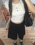 Addie Dot Button Shirring Short Sleeve T-Shirt