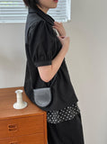 Yante Shirring Lace Short Sleeve Shirt