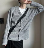 Cotton waffle pocket cardigan