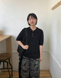 [Unisex] Monmock Cable Collar Over Short Sleeve Knit