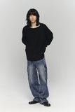 HAIRY WARM BOAT NECK KNIT
