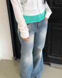 Shiroon Stud Cut Bootcut Washed Denim Pants