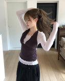 Dani Ruffle Layered Halter Long Sleeve
