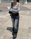 Lara Denim Wash Wide Pants