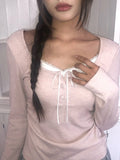 Sojin Lace Shirring Button T-Shirt