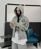 Chris Damage Hooded Denim Jacket
