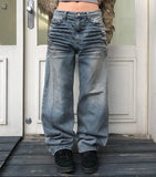 Innit Embo Dirty Wash Straight Denim Pants