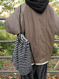 Matani Fleece Stripe String Backpack