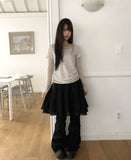 [MADE] Ronen Shirred Short Sleeve Layered Tencel Long Sleeve T-shirt