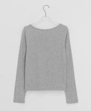 Gillen Peach Fuzz Boat Neck Ribbed Long Sleeve Tee