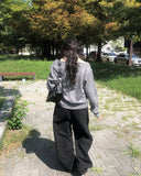 Glen Side Snap Wide Cotton Pants