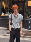 Kato Henley Neck Slub Short Sleeve T-shirt