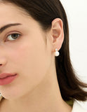 H Edition Silver (Y) Moissanite Pearl One-Touch Earrings 10mm