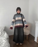 Kakuna Cutting Washed Denim Long Skirt