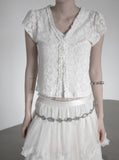 Leaf Jacquard See-through Lace Cardigan