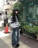 Lensi Back Pocket Wide Washing Long Denim Pants