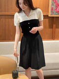Rosven color matching collar short sleeve knit